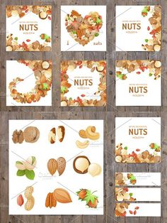 an assortment of nuts on wooden background