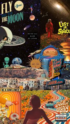 the collage shows various images of people in space