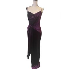 New Without Tags Ruched Waist With Tie Stretchy Velvet Material Side Slit Deep Purple Color Unhinged Fashion, Purple Evening Gown, Fashion Girlies, Deep Purple Dress, Hoodie Mini Dress, Purple Velvet Dress, Floral Mesh Dress, Tracy Reese Dress, Navy Blue Maxi Dress