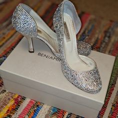 Swarovski Crystal Encrusted Heels. These Are Multitonal, Ab Crystals And Have Been Worn A Handful Of Times. Elegant Bedazzled Heels With Round Toe, Elegant Bedazzled Round Toe Heels, Elegant Bedazzled Closed Toe Heels, Bedazzled Closed Toe Heels For Formal Occasions, Elegant Bedazzled Heels For Events, Crystal Heels, Wedding Shoes Heels, Wedding Shoes, Swarovski Crystal