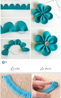 how to make a flower out of felt with pictures and instructions on how to sew