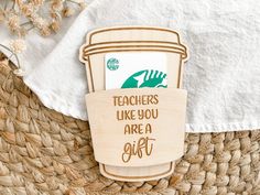 Teacher Gift Card Holder - Charlie + Pine Trendy Brown Card Holder For Gift, Trendy Brown Card Holder Gift, Teacher Appreciation Gifts Glowforge, Wood Engraved Teacher Gifts, Laser Gift Card Holder, Teacher Gift Card, Coffee Gifts Card, Starbucks Gift, Thanks A Latte