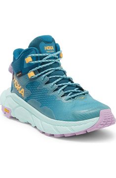 HOKA Trail Code Gore-Tex® Hiking Boot (Women) | Nordstromrack Hiking Boots Women Outfit, Cute Hiking Shoes, Boots Women Outfit, Women Hiking Boots, Gore Tex Hiking Boots, Backpacking Essentials, Hiking Boots Women, Hiking Boot, Boots Women