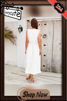 Sleeveless Slim Pleated Sexy V-neck Dress White V-neck Sleeveless Dress For Beach Season, Chic Sleeveless Solid Color V-neck Dress, V-neck Solid Color Sundress For Day Out, Chic V-neck Sleeveless Dress In Solid Color, Summer V-neck Dress With Surplice Neckline In Solid Color, Stretch V-neck Summer Sundress, Summer Sleeveless V-neck Dress In Solid Color, Stretch V-neck Sundress, Stretch V-neck Maxi Dress For Vacation