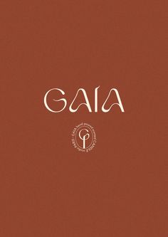 the word gaia written in white on a brown background