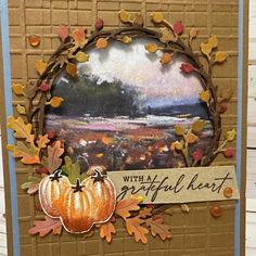 Fall Cards Handmade, Thanksgiving Cards Handmade, Thanksgiving Tree, Fall Greeting Cards, Autumn Cards, Pretty Pumpkins, Window Cards