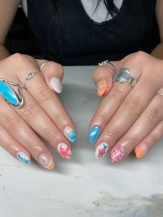 #summer #nails #summernails #nailart #gelnails #fishnails #utahnails #beach #starfish #shells #aesthetic #itgirl Surfboard Nails, Star Fish Nail, Surfer Nails, Moana Nails, Shells Aesthetic, Starfish Nails, Mexico Nails, Fish Nails, Preppy Nails