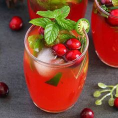 blood orange cranberry jalapeno mojito with fresh mint leaves