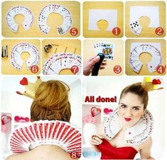 the instructions for how to make a paper fan with hair clips and pins on it