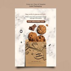 an email postcard with cookies and chocolates on the front, in brown paper