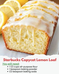 there is a lemon loaf with icing on it