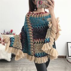 Buy More, SAVE More!

National Hood Shawl Knitted Spring and Summer Jacket Horse Sea Hair Tassel Scarf Coat Women Long Shawl Leisure Knitted Art, Poncho Cloak, Sea Hair, Pooh Corner, Knitting Poncho, Big Sweater, شال كروشيه, Poncho Coat, Creative Crochet