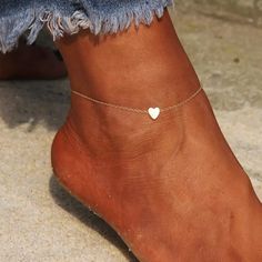 Dainty Heart Gold Plated Anklet Ankle Bracelet Chain Has A Lobster Claw Hook Closure Measures 11” Long (Includes The Extra Loops At The End) Brand New! Heart Ankle Bracelet, Butterfly Anklet, Crochet Barefoot Sandals, Leg Chain, Heart Anklet, Summer Anklets, Crochet Sandals, Women Anklets, Beach Anklets