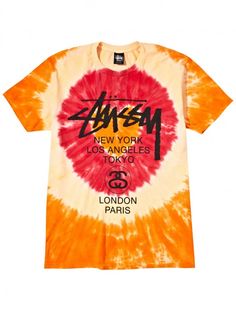 STUSSY TEE Famous Clothing Brands, Tye Die Shirts, Tie Die Shirts, Tie Dye Tops, How To Tie Dye, Screen Printing Shirts, Tie Dye Shirts, Tie Dye T Shirts, Tour T Shirts