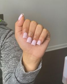 Short Full Set, Light Pink Acrylic Nails, Blush Pink Nails, Light Pink Nails, Ombre Acrylic Nails, Short Square Nails, Simple Gel Nails, Colored Acrylic Nails, Short Square Acrylic Nails