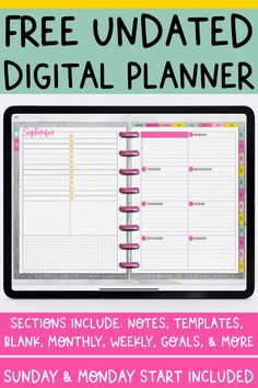 a planner with the text free updated digital planner