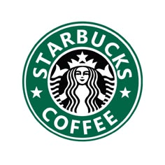 the starbucks logo is shown in green and white, with stars on it's side