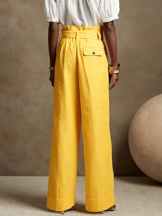 Wide-Leg Paperbag Pant | Banana Republic Summer Wide Leg Pants For Workwear With Belt Loops, Wide Leg Pants With Belt Loops For Summer Workwear, Yellow Umbrella, Paperbag Pants, High Rise Pants, New Product, Banana Republic, Umbrella, Wide Leg