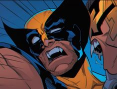 batman and wolverine face to face in an animated scene