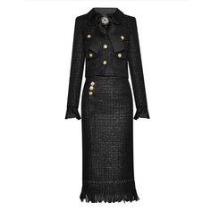 Priced To Sell With Free Shipping! Get The Luxury Designer Look Without Breaking The Bank With This Stunning And Tweed Two-Piece Skirt Suit Seta Style Reminiscent Of Top Designers Like Balmain, Celine, Or Chanel. Featuring A Beautiful Bow Detail That Can Be Worn As A Collar Or As A Hair Accessory, This Matching Set Is Perfect For Any Occasion - From The Courtroom To The Office To A Fancy Dinner Out. Pair The Jacket With Jeans Or Style The Skirt With A Beautiful Blousethis Classic Tweed Design Is Chanel Tweed Set, Style Alt, Balmain Tweed, Tweed Two Piece, Tweed Design, Jacket With Jeans, Tweed Set, Daily Ootd, Chanel Suit