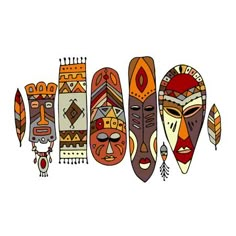 an image of african masks on white background