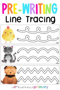 the pre - writing line traceing worksheet for children to practice their handwriting skills