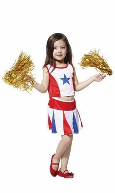 Girls Cheerleader Fancy Dress USA America Book Week Kids Child Costume 3-9YRS DESCRIPTION COSTUME COMES INCLUDING THE FOLLOWING -  - TOP WITH BLUE STAR PRINT - RED & BLUE PLEATED SKIRT AGE -  3-4 years 4-6 years 7-9 years   This really cute costume will be a perfect compliment for those themed fancy dress parties, birthdays, & Halloween. *** We also stock loads of hats, wigs, beards, masks, guns, swords and 1000's of other accessories, please check our store, or feel free to call us - 028 9543 5 Kindergarten Halloween Costumes, Fancy Dress Competition For Kids, Cheerleader Fancy Dress, Girls Cheshire Cat Costume, Roald Dahl Fancy Dress, Superhero Fancy Dress, Fairy Fancy Dress, Competitions For Kids, Fancy Dress Competition