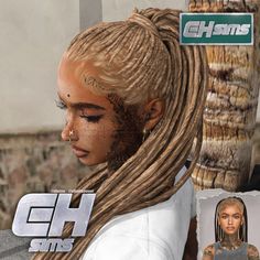 an image of a woman with dreadlocks on her head in front of a poster