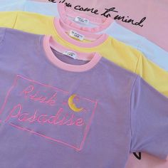 Embroidery Kawaii, Tumblr Aesthetic Clothes, Pastel Sweatshirt, Moon Embroidery, Kawaii T Shirt, Pink Paradise, Egirl Outfits, Pastel Fashion, Tumblr Outfits