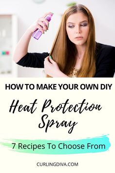 Heat Spray For Hair, Hair Protection Spray, Diy Heat Protectant For Natural Hair, Home Made Heat Protectant For Hair, Diy Heat Protection Spray For Hair, Heat Protection For Curly Hair, How To Make Heat Protectant Spray, Heat Hair Protector, Natural Heat Protectant For Hair Diy