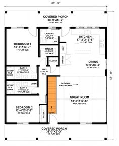 the floor plan for a two story house with an attached garage and living room area