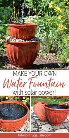 the instructions for how to build an outdoor water fountain in your yard or garden area