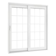 an open sliding glass door on a white background