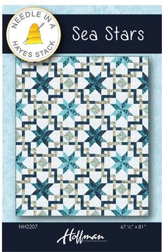 Sea Stars Quilt Pattern by Needle In A Hayes Stack Green And Blue Quilts, Blue Blankets, Quilt Runners, Family Quilt, Stars Quilt Pattern, Quilt Stars, Floral Quilts, Quilt Star, Teal Quilt