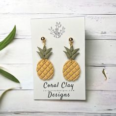 Lightweight, handmade polymer clay earrings Handmade Polymer Clay, Polymer Clay Earrings, Clay Earrings, Favorite Jewelry, Jewelry Earrings Dangle, Pineapple, Etsy Earrings, Polymer Clay, Dangle Drop Earrings