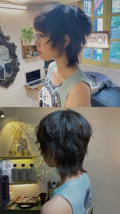 Instagram : Haircut @9hahoi  https://www.instagram.com/9hahoi/ #hair #shorthair #hairstyle  #haircut #hairstylist #mullet  #hairdesign #hanoi #vietnam #vietnamese #so9hahoi #xomhahoi #9xomhahoi #9hahoi Shaggy Hime Cut, Short Hair For Thick Hair, Masculine Haircut For Women, Shortish Hair, 2000s Hairstyles, Mullet Hair, Short Spiky Haircuts, Short Shag Haircuts