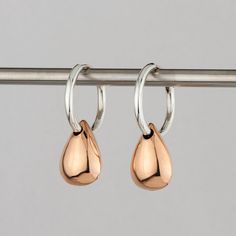 sterling silver and copper pendant hoop earrings Copper Pendant, Teardrop Pendant, Copper Rings, Signature Look, Copper Pendants, Copper Earrings, Metal Design, Silver Hoops, Silver Hoop Earrings