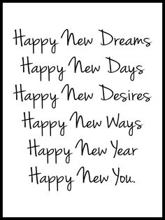 a black and white photo with the words happy new year written in cursive writing