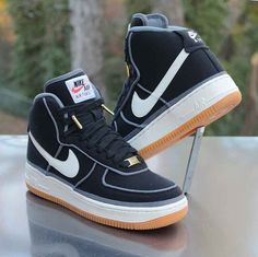 Custom Sneakers Diy, Team Orange, Nike Air Force 1 High, Nike Fashion Shoes, Jordan Shoes Retro, Air Force 1 High, Shoes Sneakers Nike, Nike Wallpaper, Black Gums