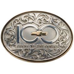 a silver and gold metal belt buckle with the word, i c e on it