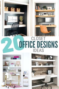 the top 20 office design ideas for small spaces in your home or office space, including desks and shelves