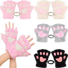 PRICES MAY VARY. Package content: you will receive 4 pairs of cat paw gloves in 4 different colors, which can provide you with enough quantity and rich color choices for your daily wear and replacement needs Soft material: these plush cat paw fingerless gloves are made of coral fleece, which is soft and warm, convenient and comfortable to wear; They are cute and vivid in color, easy to wash but will not fade or break easily, can serve you for a long time Delicate designs: the winter warm furry g Cat Paw Fingerless Gloves, Paw Fingerless Gloves, Cat Paw Gloves, Paw Gloves, Gloves Fingerless, The Mitten, Cold Weather Gloves, Paw Design, Fingerless Mittens