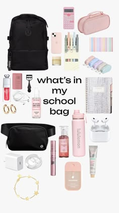 Lulumon Belt Bag, Cute School Things, That Girl Backpack, Things For School, Back To School Bag, Whats In My School Bag, School Stuff, Locker Essentials, High School Essentials