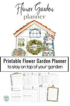 the printable flower garden planner is on top of your garden