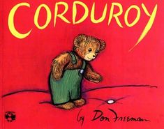 the teddy bear corduroy book is on display