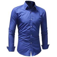 Men's Fashion Casual Slim Long Sleeve Lapel Shirt - Blue - 3189121513 - Men's Clothing, Men's Tops & T-Shirts, Men's Shirts  #MensShirts #Men's #Clothing # #Men's #Tops #& #TShirts # #Men's #Shirts Light Blue Slim Fit Long Sleeve Shirt, Light Blue Long Sleeve Slim Fit Shirt, Solid Color Slim Fit Shirt With Casual Collar, Blue Slim Fit Shirt With Casual Collar, Blue Slim Fit Dress Shirt, Blue Slim Fit Shirt With Button Closure, Slim Fit Blue Shirt With Buttons, Blue Slim Fit Collared Dress Shirt, Blue Slim Fit Shirt With Buttons