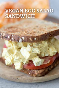 Vegan Egg Salad Sandwich Vegan Egg Salad, Sandwiches And Wraps, Egg Salad Sandwich, Vegan Egg, Cold Sandwiches, Egg Salad Sandwiches, Vegan Lunch Recipes, Sandwich Fillings, Hot Sandwich