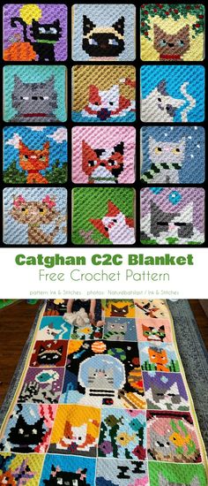 an image of a table with many pictures on it and text that reads, captain c & co blanket free crochet pattern