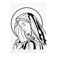 the virgin mary is depicted in black and white