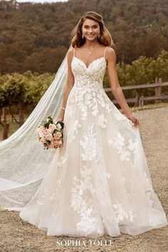 Sophia Tolli Wedding Dress Sophia Tolli: Y22051 - Nikita Spaghetti Strap Wedding Dress, Sophia Tolli, A Line Bridal Gowns, Pnina Tornai, Pretty Wedding Dresses, Wedding Dresses With Straps, Cute Wedding Dress, Dream Wedding Ideas Dresses, Princess Wedding Dresses